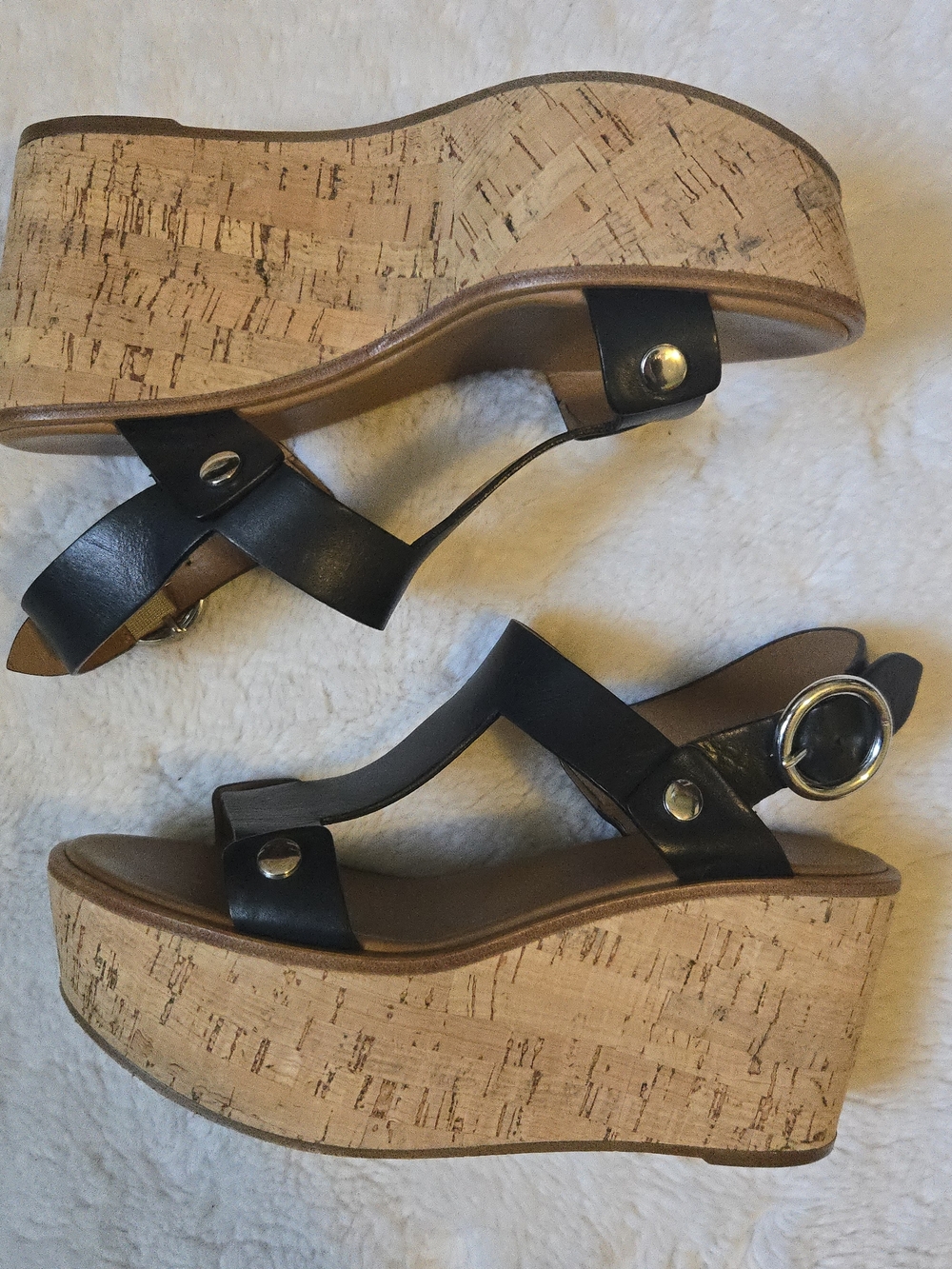 Frye Dahlia Rivet Leather Platform Wedge Sandals